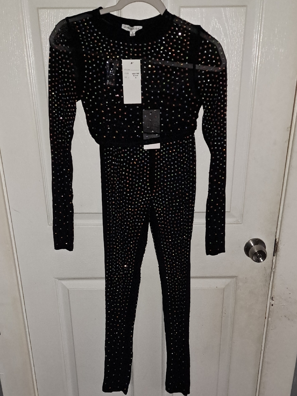 Hot & Delicious Black Rhinestone Embellished Jumpsuit